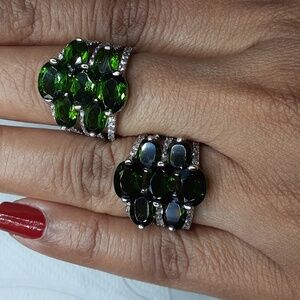 925 Genuine Chrome Diopside and Untreated White Zircons.